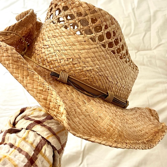 Tidal Tom Straw Cowboy Sun Hat UPF50+ Woman’s Woven Vented Western Tan,Size M/L - Picture 5 of 9